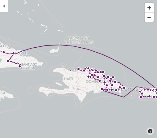 Eagle Gamma travel map - Monte Cristi, Republica Dominicana - November 9, 2019